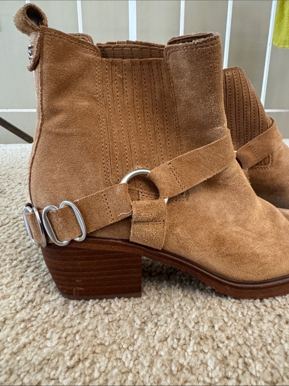 Sam Edelman Tan Suede Ankle Harness Booties - Picture 3 of 7